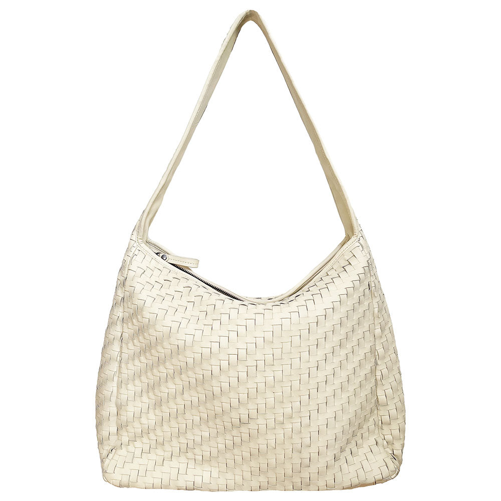 Robert Zur Women's Jo Step True Glove Woven Zipper Purse Bone