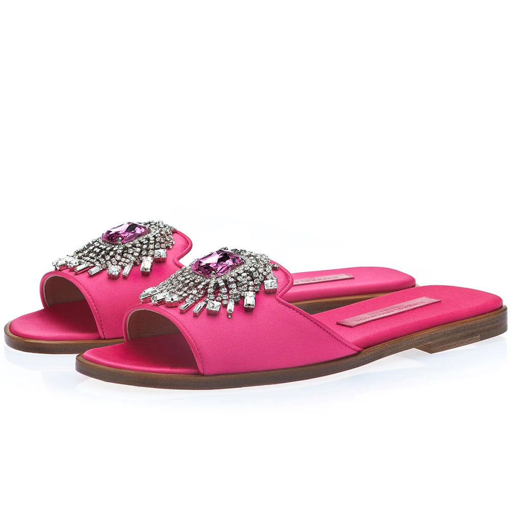 Superglamourous Women's Jupiter Satin Low-Heel Sandal Pink
