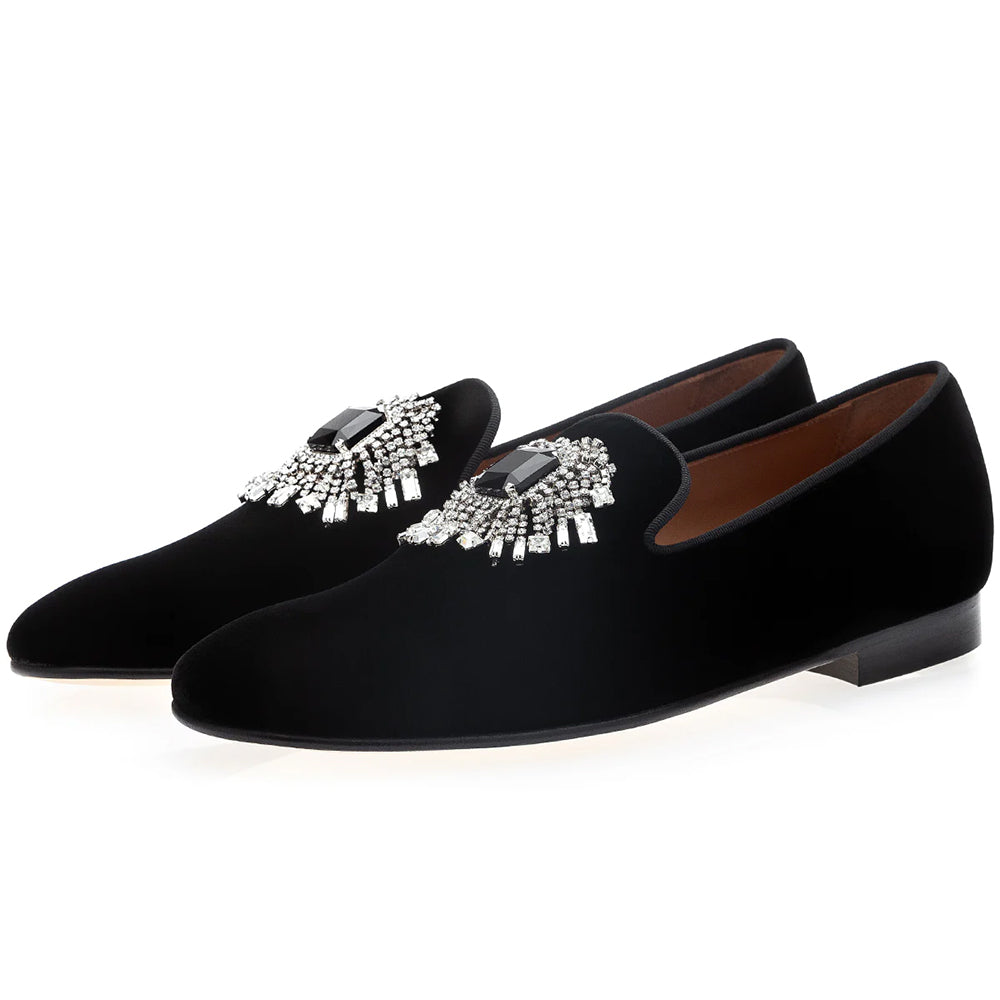Superglamourous Jupiter Velour Slippers Black