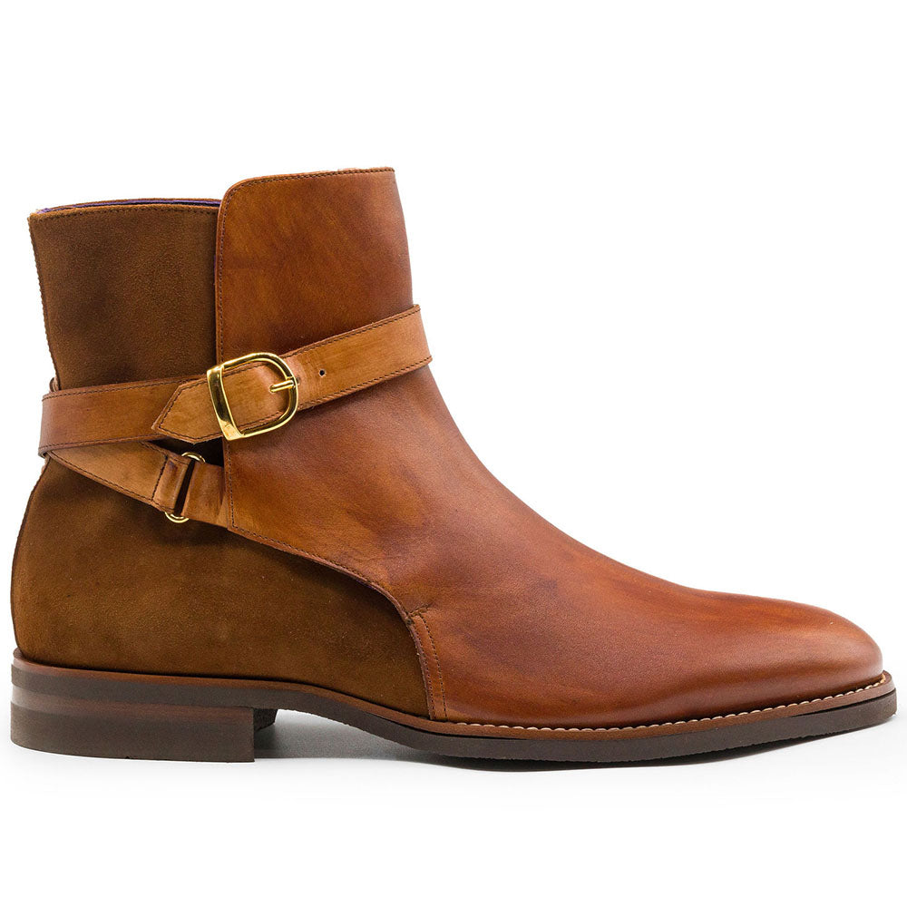Zelli Jodphur Italian Calfskin & Suede Boot Cognac