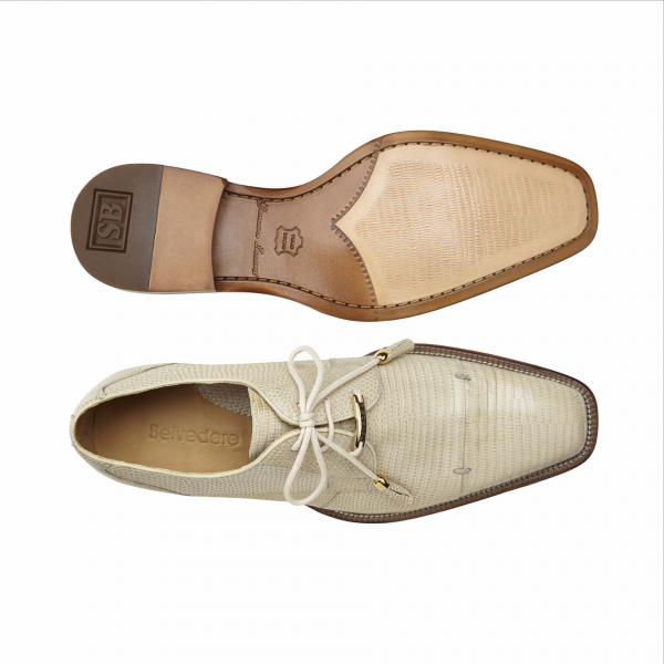 Belvedere Karmelo Lizard Cap Toe Shoes Bone