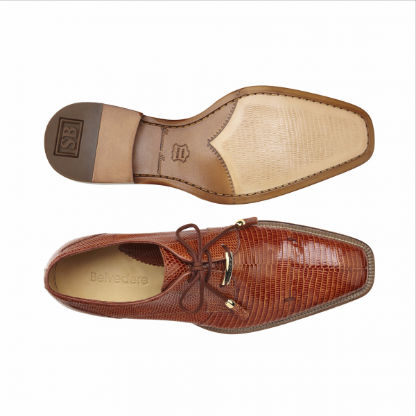 Belvedere Karmelo Lizard Cap Toe Shoes Tan