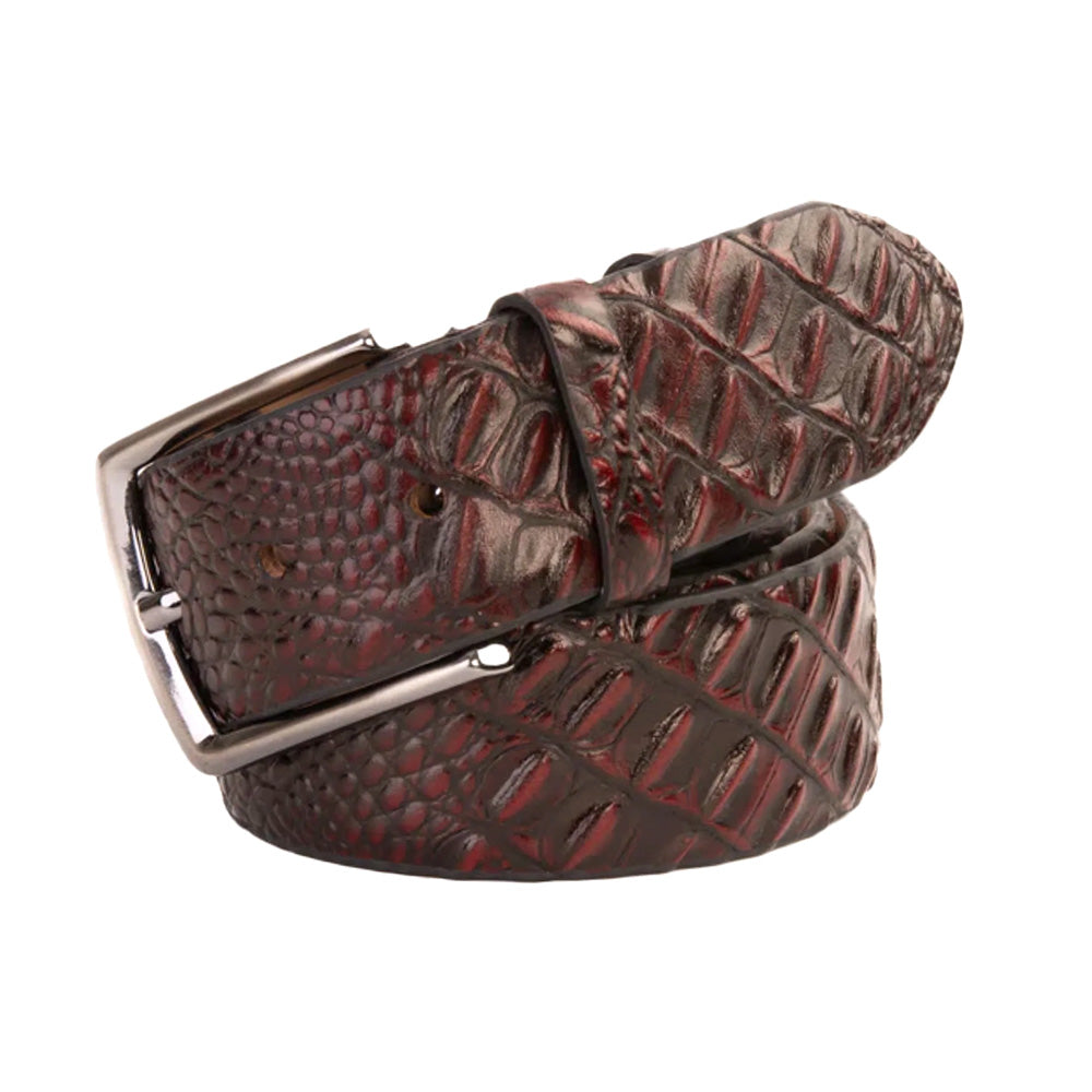 Vinci Leather The Randor Burgundy Leather Belt