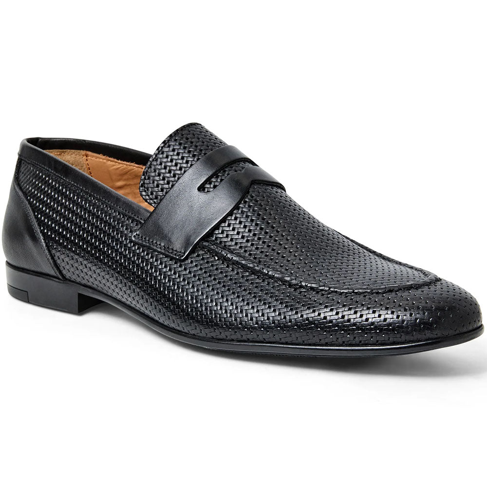 Bruno Magli Lastra Woven Leather Slip-on Loafers Black
