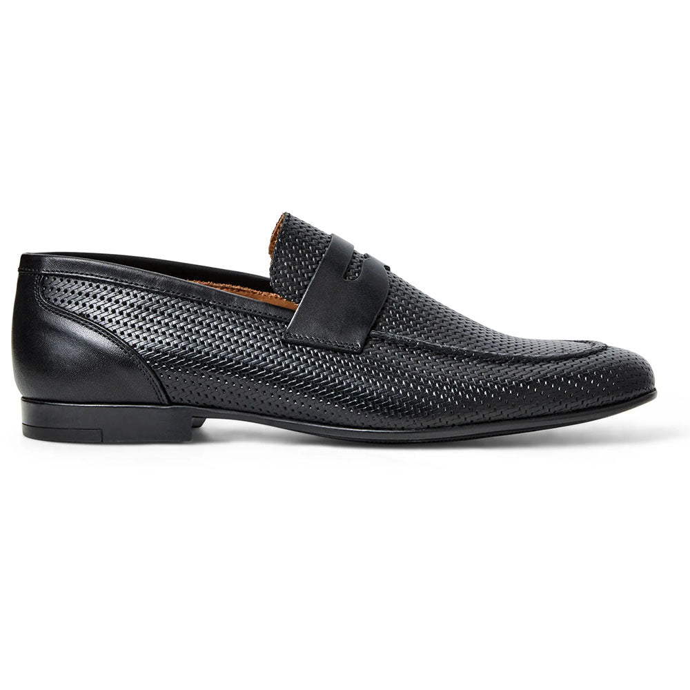 Bruno Magli Woven Leather Slip-on Loafers Black