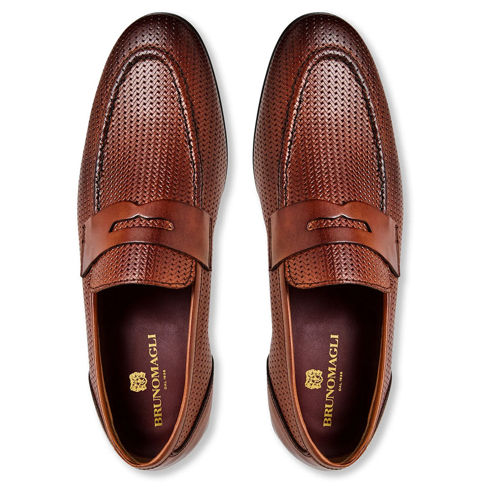 Bruno Magli Lastra Woven Leather Slip-on Loafers Brown
