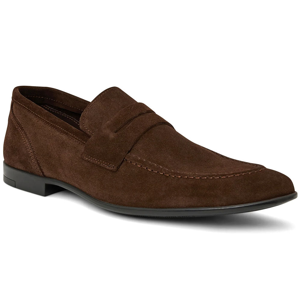 Bruno Magli Lastra Italian Suede Unlined Penny Loafer Brown