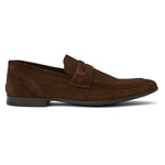 Bruno Magli Lastra Italian Suede Unlined Penny Loafer Brown