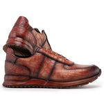 Paul Parkman Men's Textured Leather Sneakers Burnished Brown