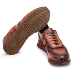 Paul Parkman Men's Textured Leather Sneakers Burnished Brown