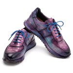 Paul Parkman Men's Textured Leather Sneakers Blue & Purple
