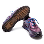 Paul Parkman Men's Textured Leather Sneakers Blue & Purple
