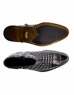 Belvedere Libero Quilted Leather & Alligator Cap Toe Boots Black