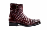 Belvedere Libero Quilted Leather & Alligator Cap Toe Boots Antique Wine