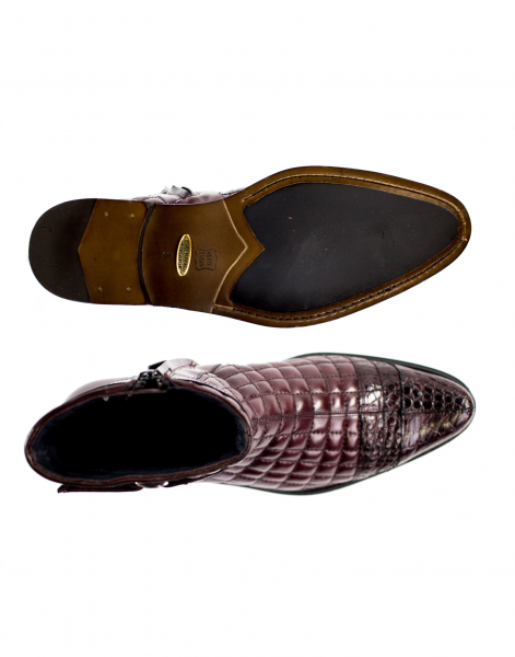 Belvedere Libero Quilted Leather & Alligator Cap Toe Boots Antique Wine