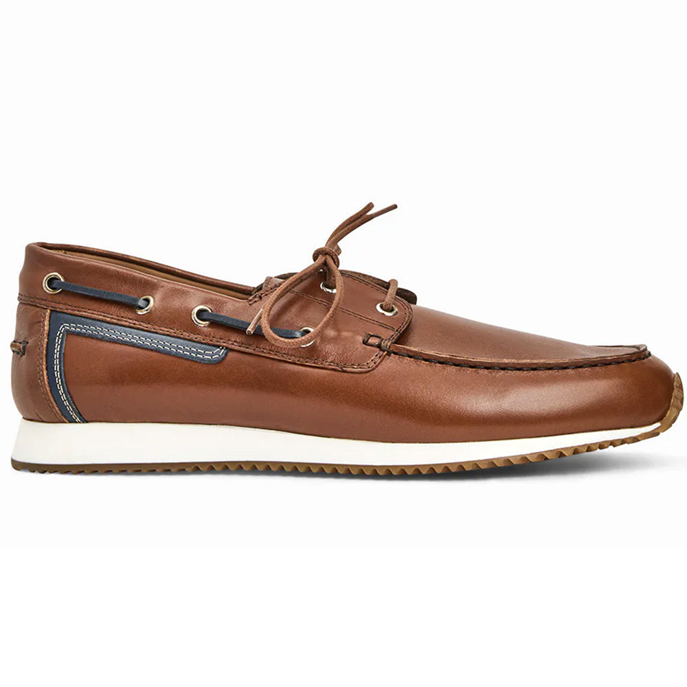 Aquatalia Lido Leather Boat Sneaker Cognac
