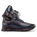 Paul Parkman Men's Patina Leather Sneakers Navy & Gray