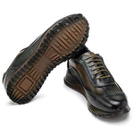 Paul Parkman Men's Patina Leather Sneakers Green