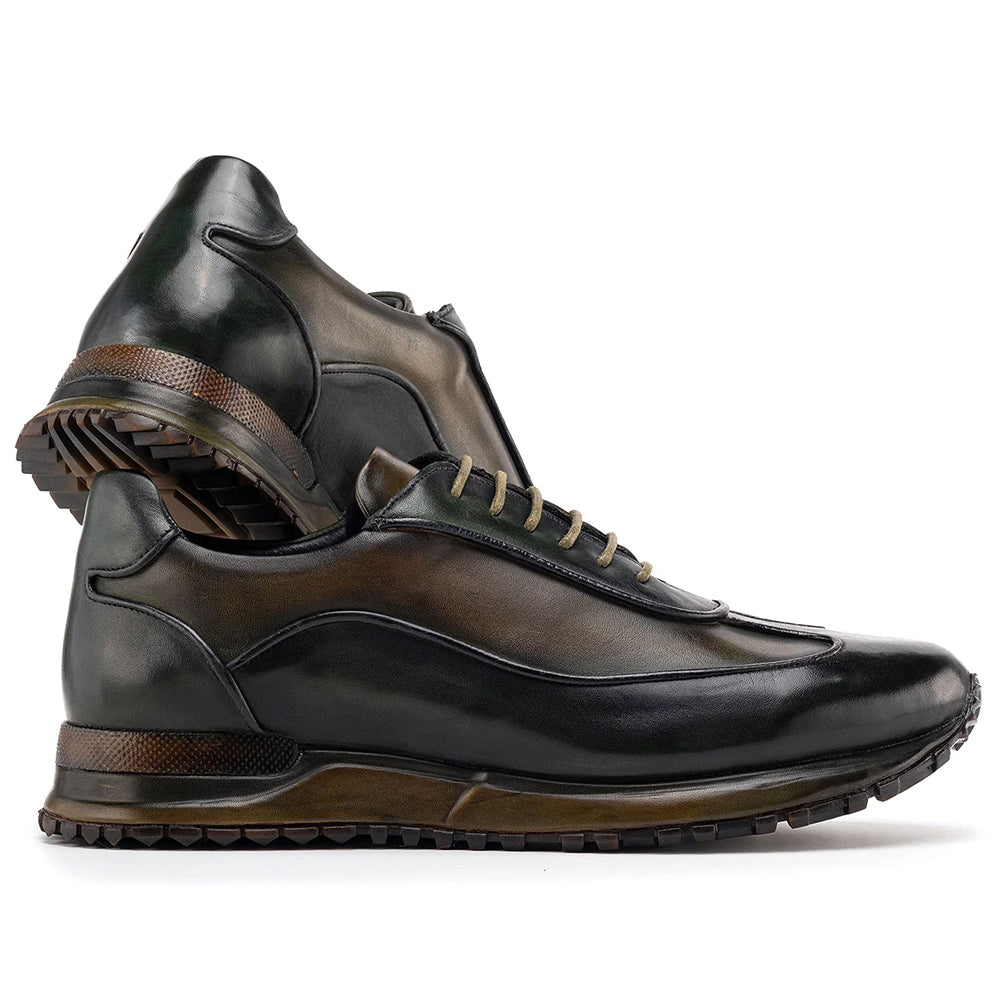 Paul Parkman Men's Patina Leather Sneakers Green