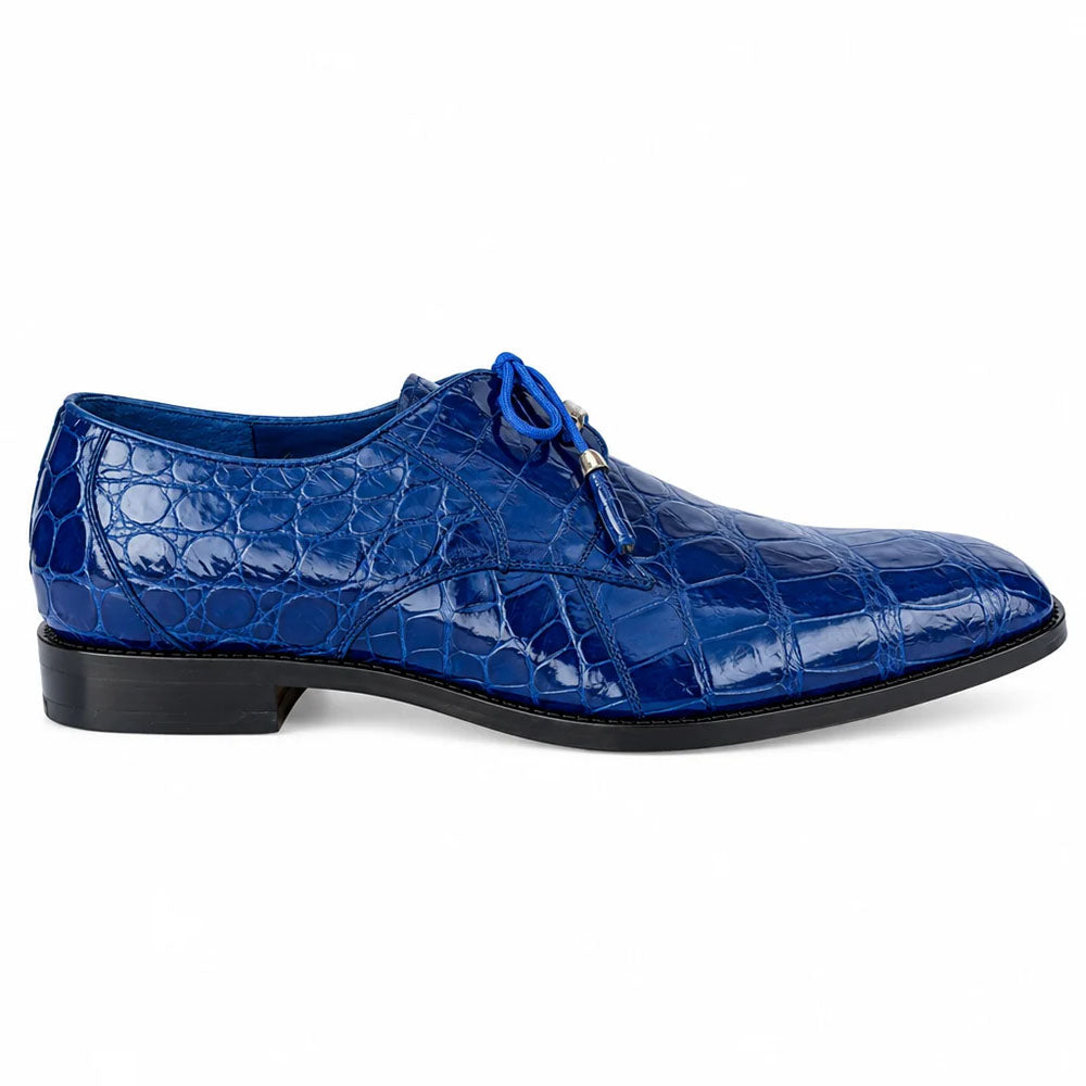 Belvedere Lago Genuine American Alligator Shoes Electric Blue (14010)