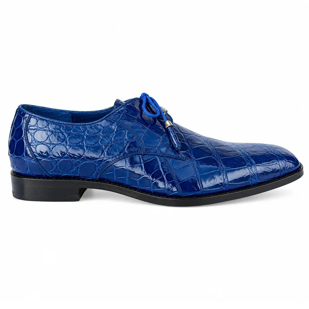 Belvedere Lago Genuine American Alligator Shoes Electric Blue (14010)