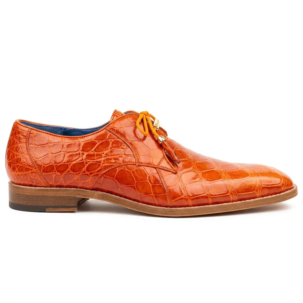 Belvedere Lago Genuine American Alligator Shoes Orange (14010)