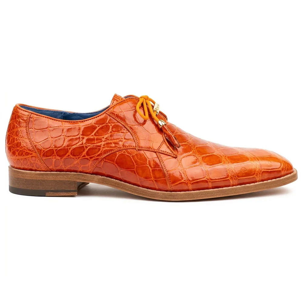 Belvedere Lago Genuine American Alligator Shoes Orange (14010)