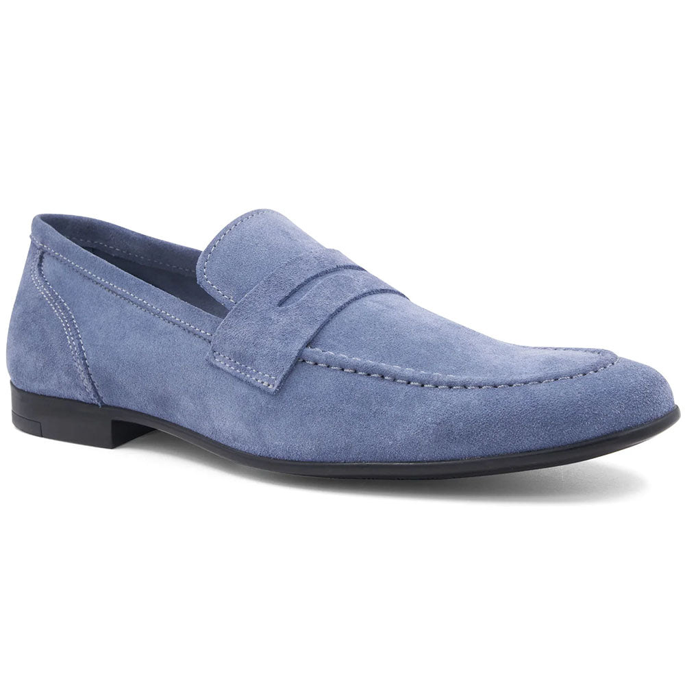 Bruno Magli Lastra Italian Suede Unlined Penny Loafer Light Blue
