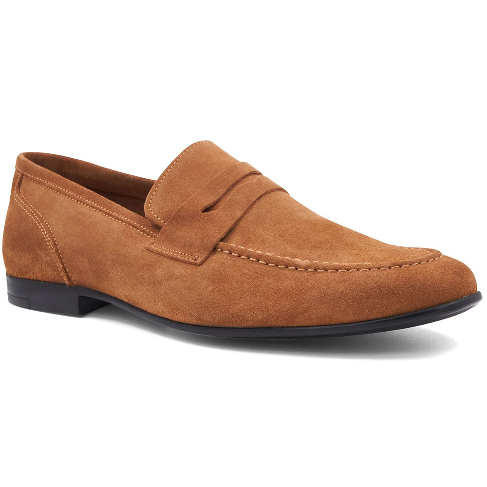 Bruno Magli Lastra Italian Suede Unlined Penny Loafer Cognac