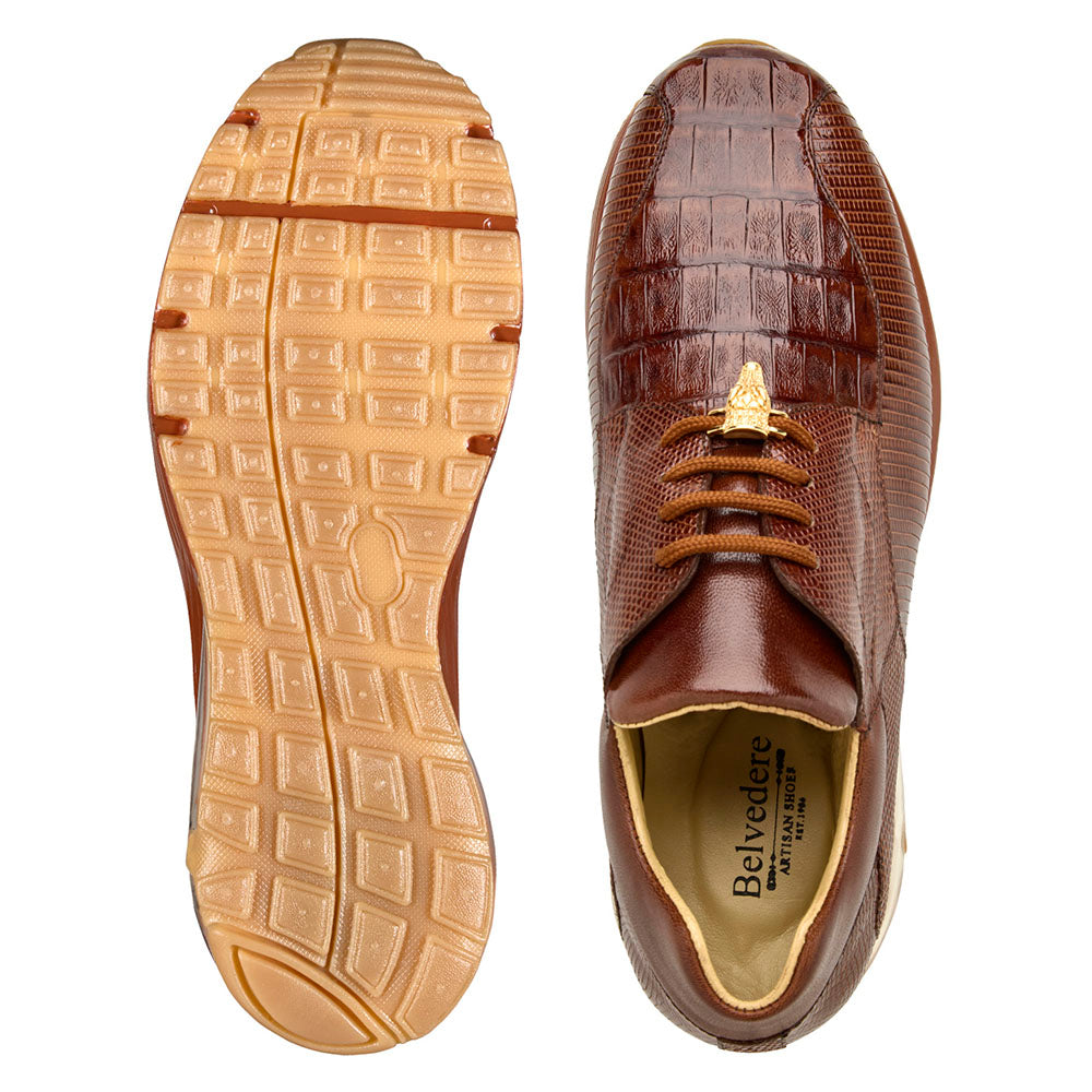 Belvedere Lazaro Crocodile & Lizard Sneaker Peanut (Y40B