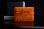 Torino Leather Genuine Ostrich Card Case - Saddle