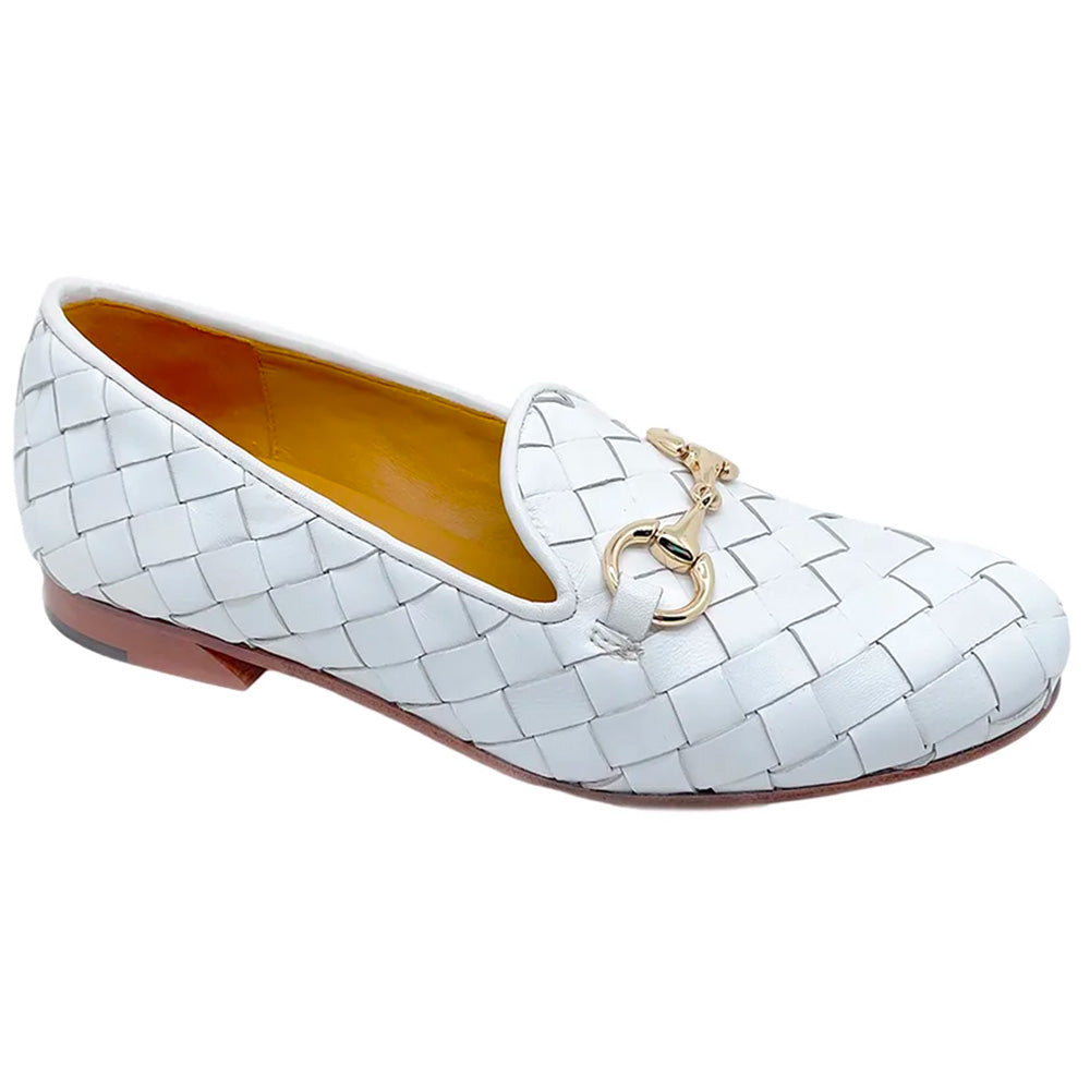 Robert Zur Women's Letti Woven True Glove Bit Loafer White