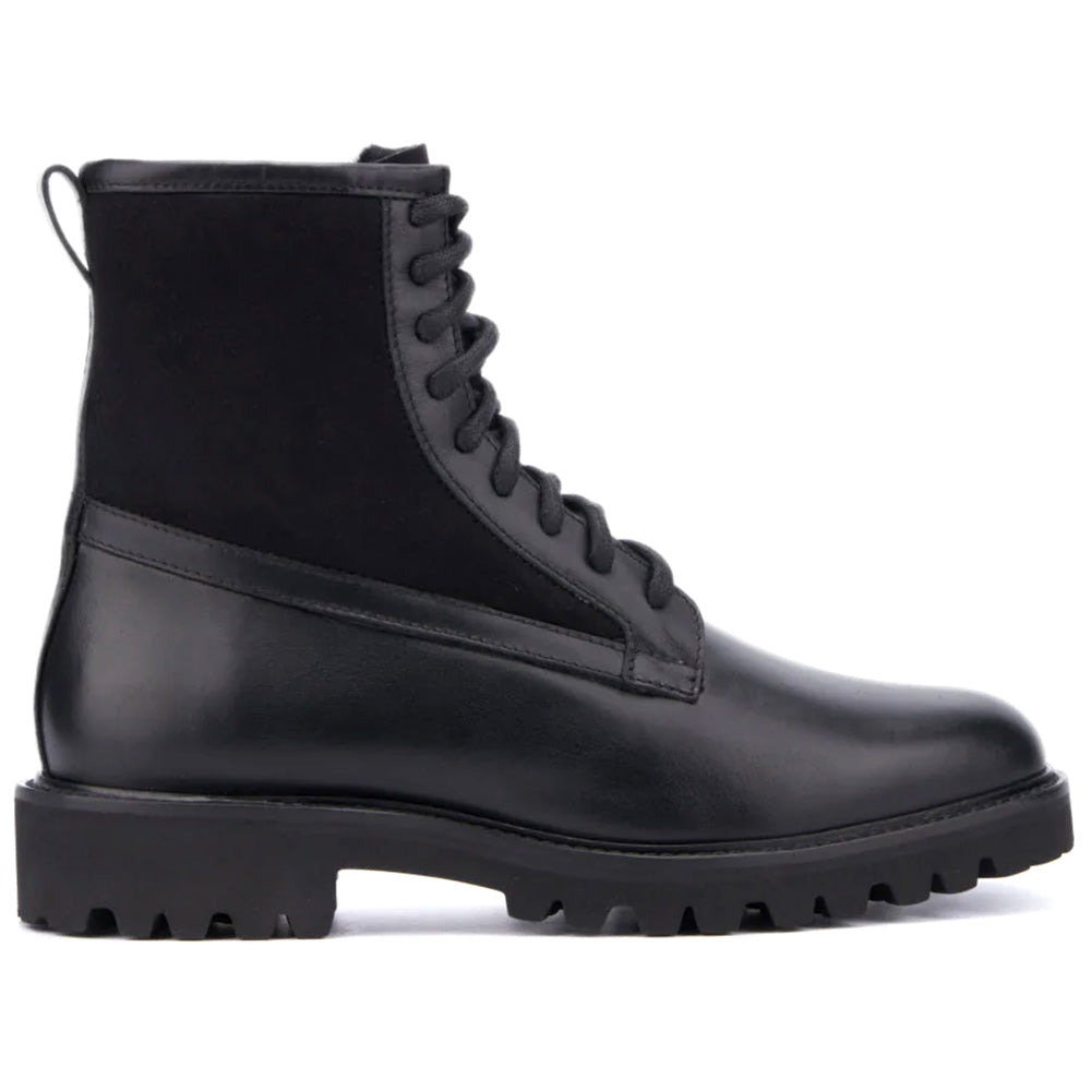 Aquatalia Gitano Leather & Shearling Lace Up Boot Black