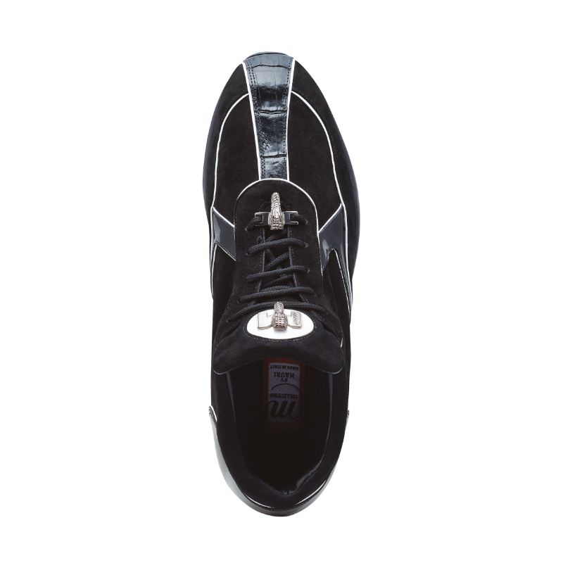 Mauri M791 Jackpot Caiman Croc & Suede Sneakers Black