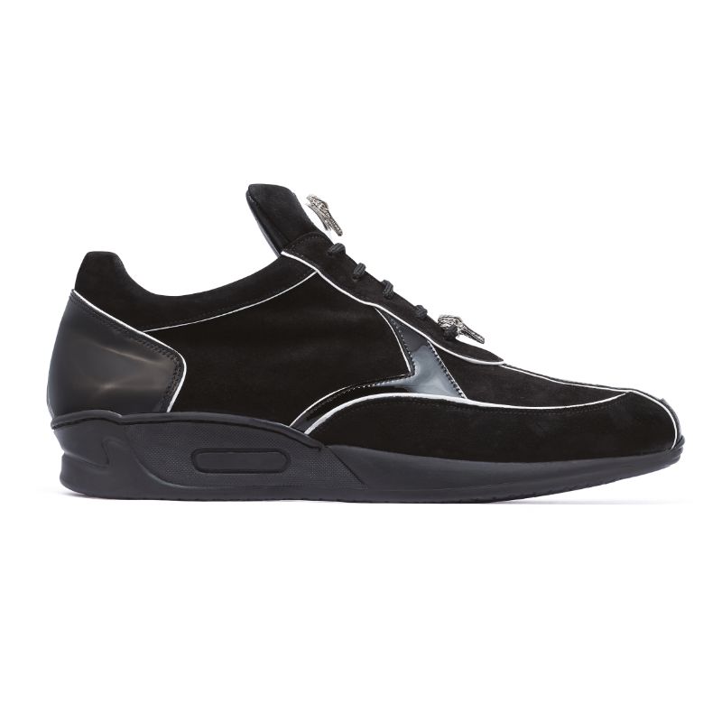 Mauri M791 Jackpot Caiman Croc & Suede Sneakers Black