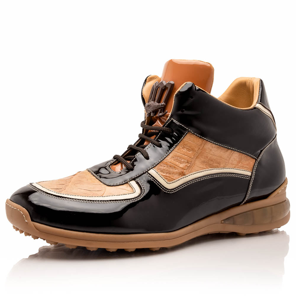 Mauri M797 Baby Croc / Patent Leather Sneakers Sport Rust & Champagne