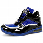 Mauri M797 Embossed Patent Leather & Baby Croc Sneakers Black / Royal Blue