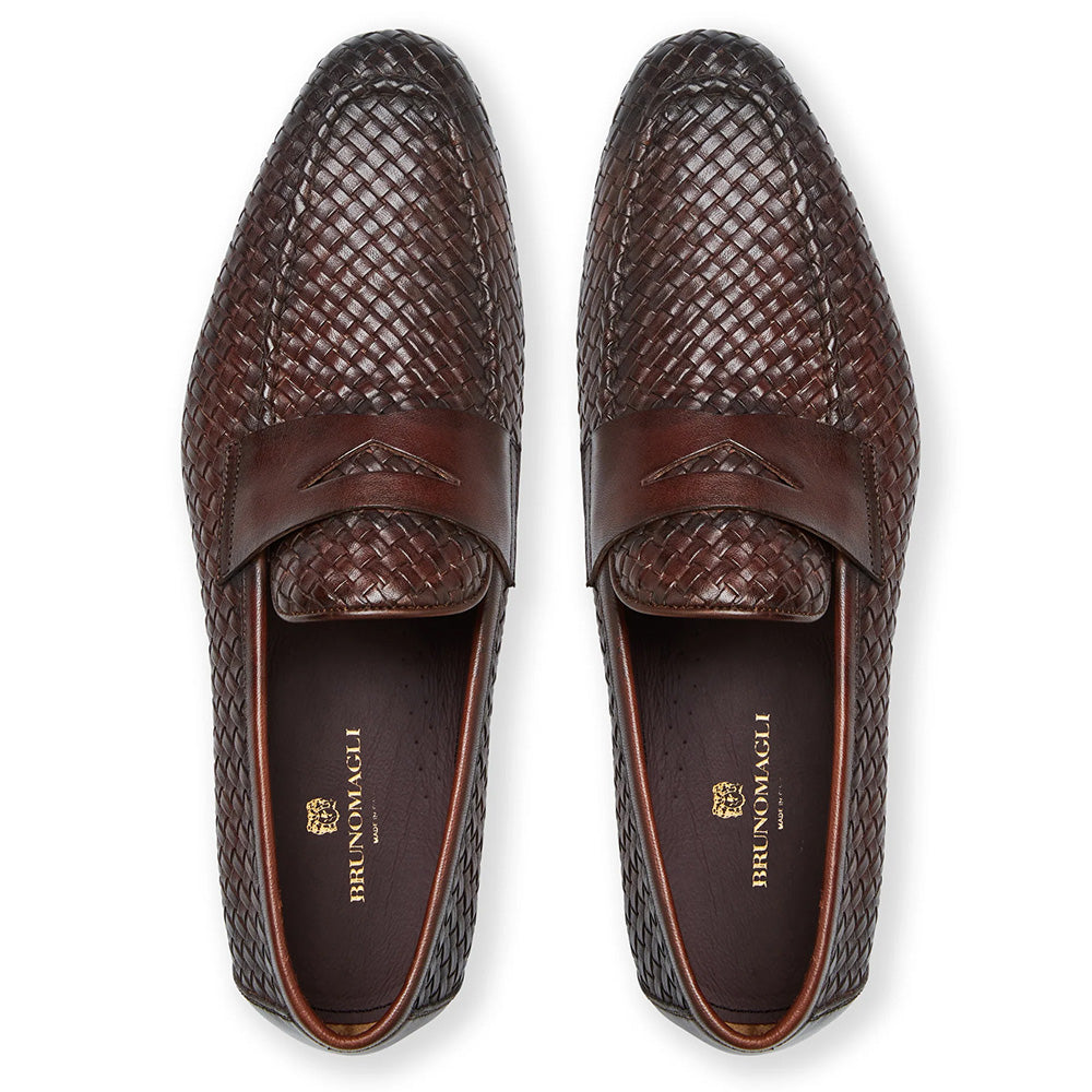 Bruno Magli Manfredo Woven Leather Slip-on Loafers Brown