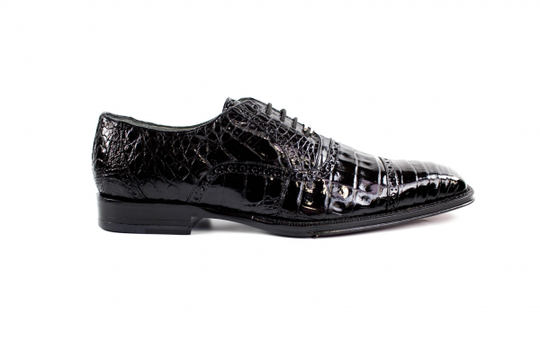 Belvedere Marcello Crocodile Cap Toe Brogues Black