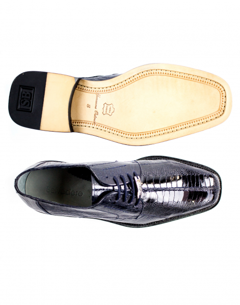 Belvedere Marco Split Toe Ostrich Shoes Navy