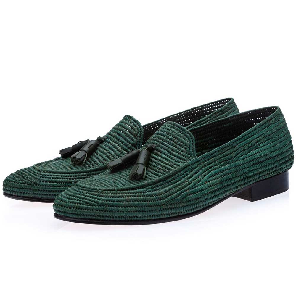 Superglamorous Melilla Rafia Loafers Green