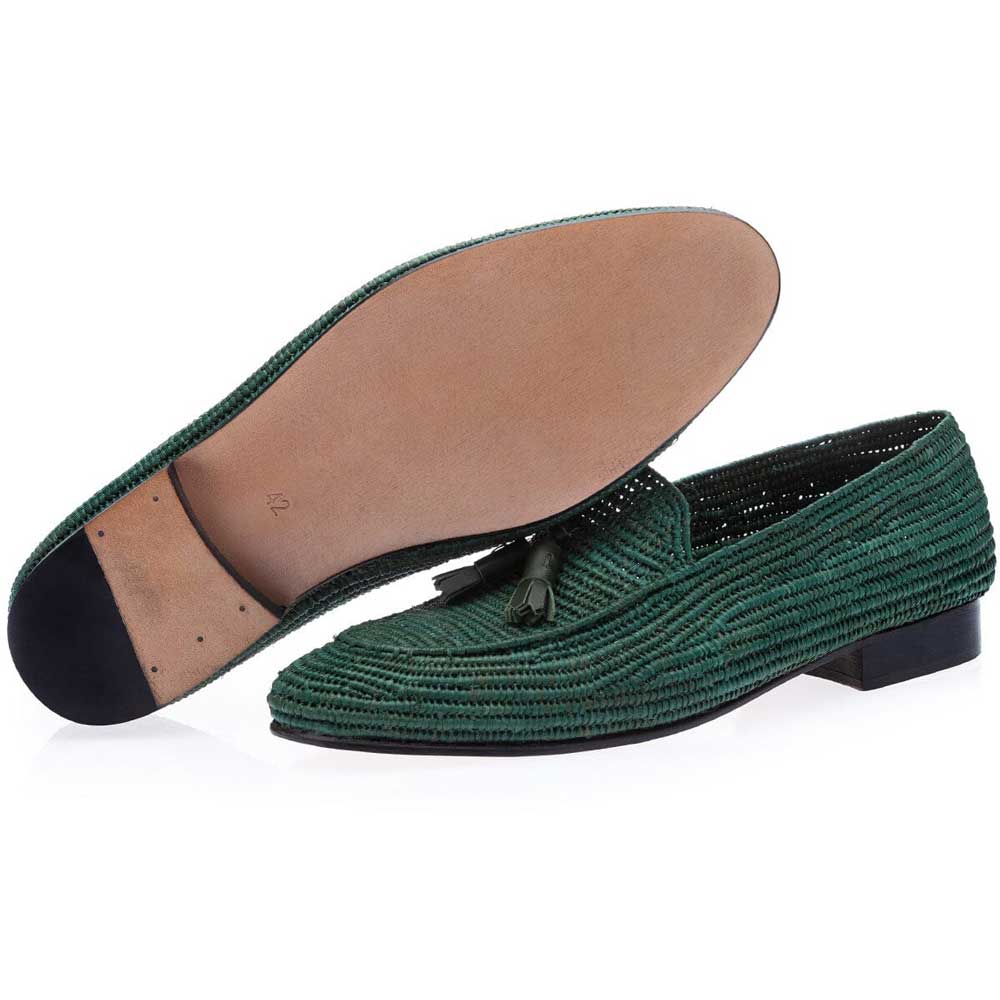Superglamourous Melilla Rafia Loafers Green
