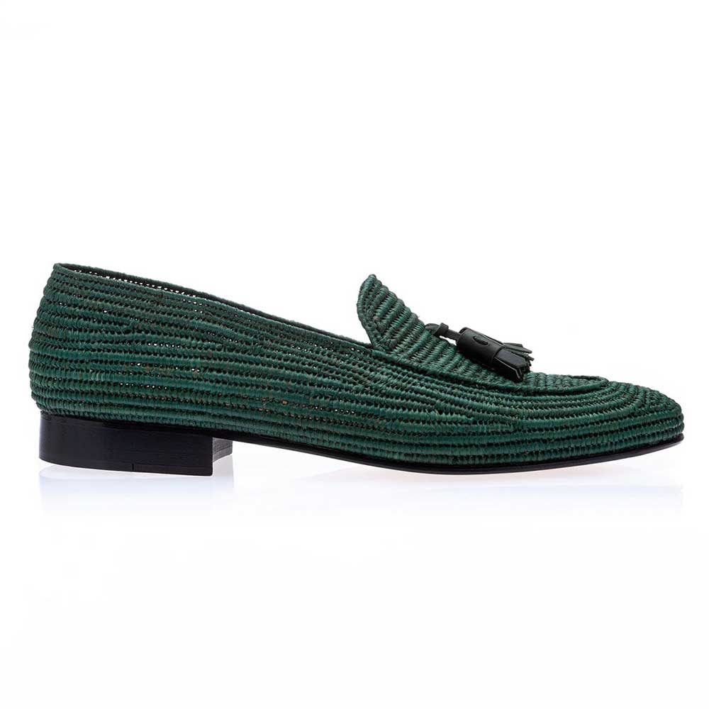 Superglamourous Melilla Rafia Loafers Green