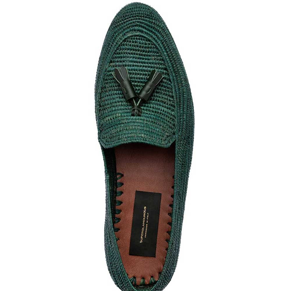 Superglamourous Melilla Rafia Loafers Green