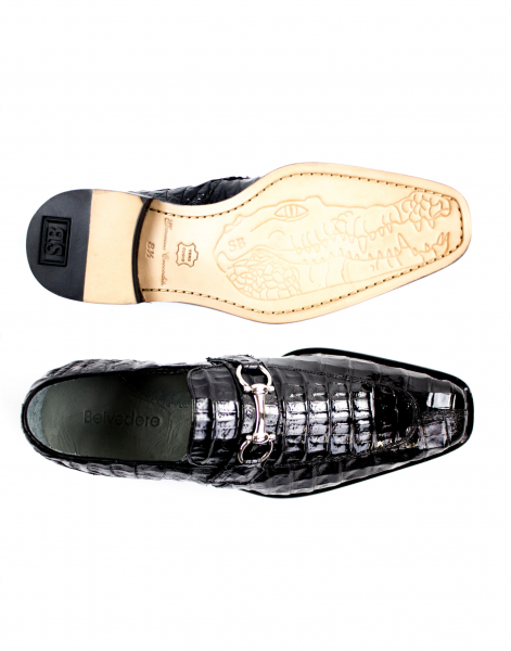 Belvedere Mercuri Crocodile Bit Loafers Black