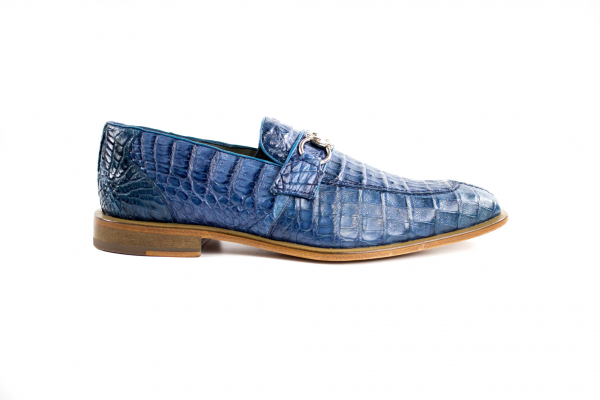 Belvedere Mercuri Crocodile Bit Loafers Blue Jean