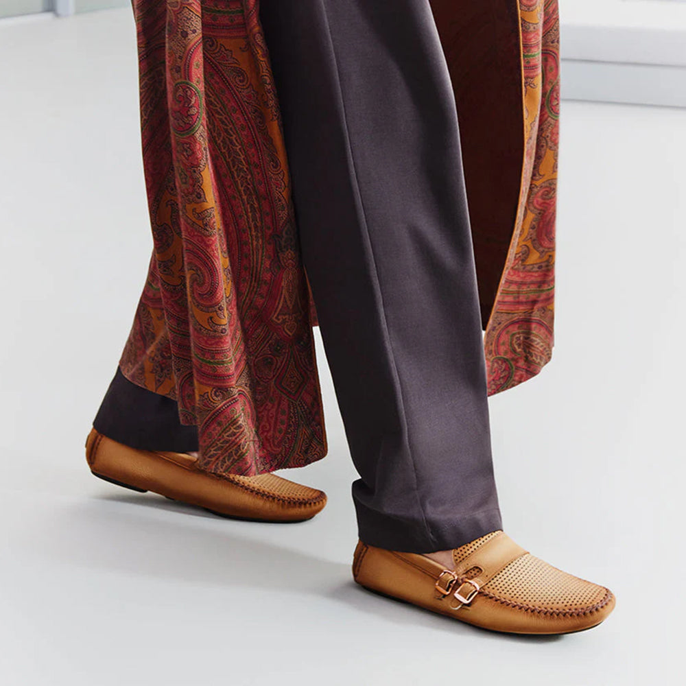 Mezlan Nubuck Ornament Driver Cognac