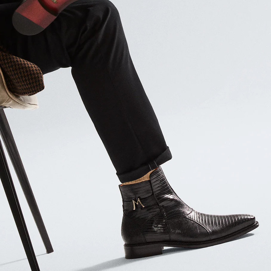 Mezlan Peninsula Lizard Emblem Boot Black (4963-L)