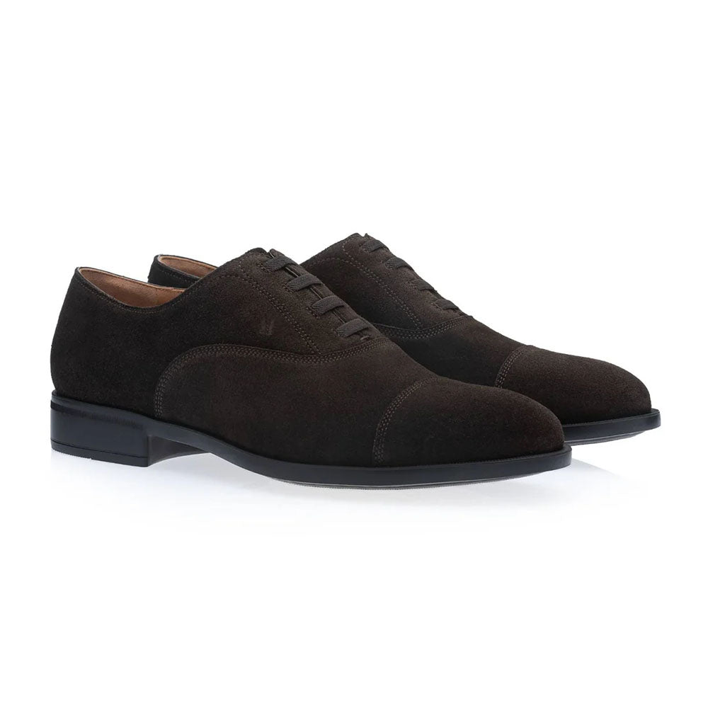 Moreschi Madison Suede Elastic-Lace Oxford Dark Brown