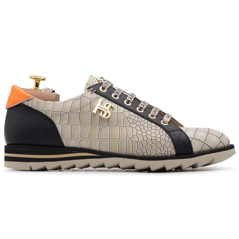 Harris Firenze 1913 Crocodile Print Leather Sneaker Beige